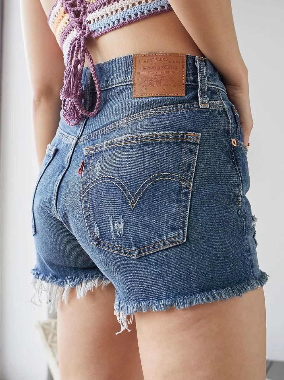 Levi's 501 High-Waisted Denim Shorts- Size 28